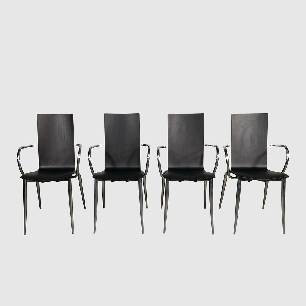 Black Wood & Chrome Dining Chairs, Dining Chair - Modern Resale