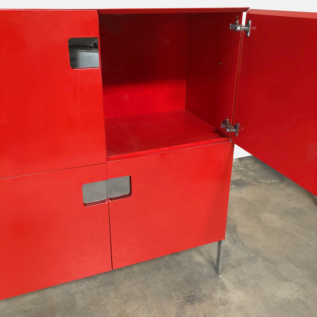 Red Lacquer Cabinet, Console - Modern Resale