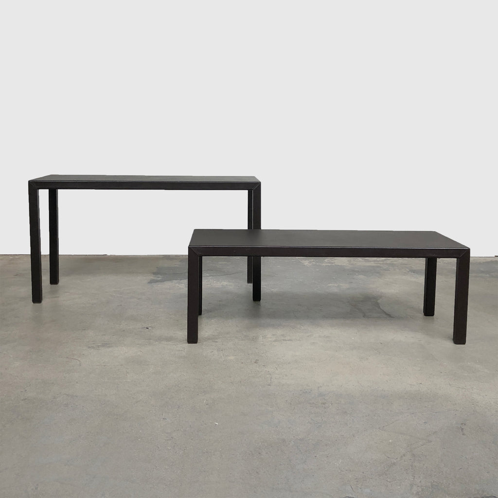 Brown Leather Bench, Bench - Modern Resale