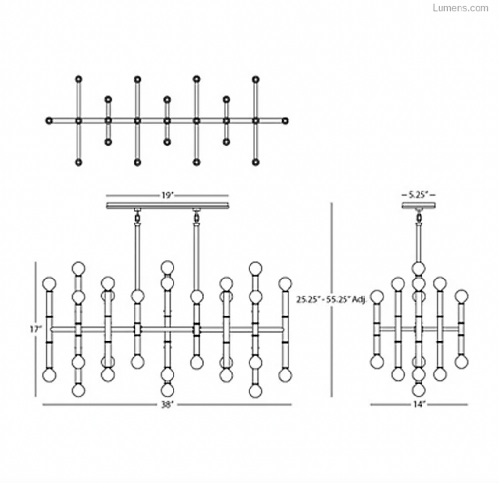 Meurice Rectangular Chandelier, Suspension Lights - Modern Resale