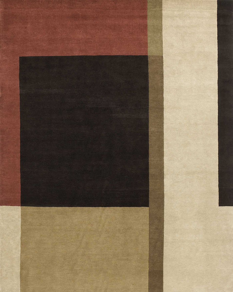 Delinear Layout Color Block 8'X10' Wool Rug Modern Resale