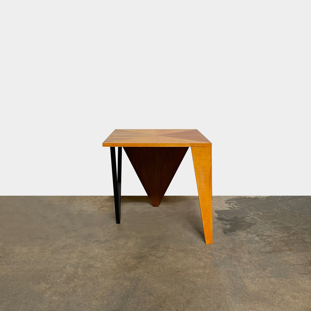 Wood And Metal Side Table With Triangle Theme, Accent Tables - Modern Resale